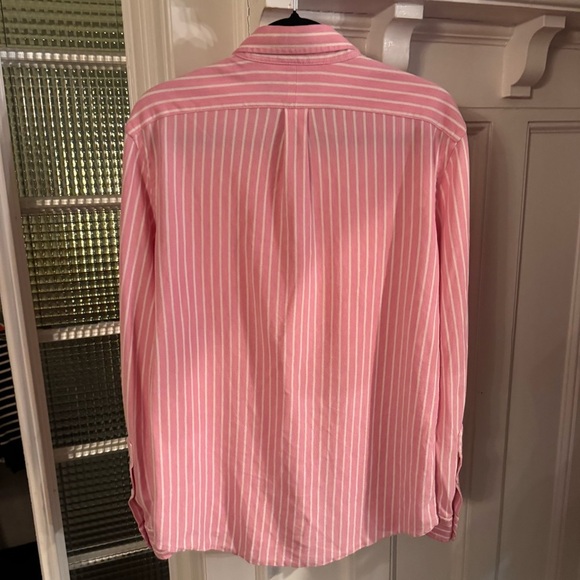 Ralph Lauren Shirt Men’s Knit Oxford Button Down Pink/white Striped Sz Large - Picture 3 of 10